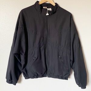 Vintage Ellesse Windbreaker Jacket Tennis‎ Black Mock Neck Zip Up Unisex Medium